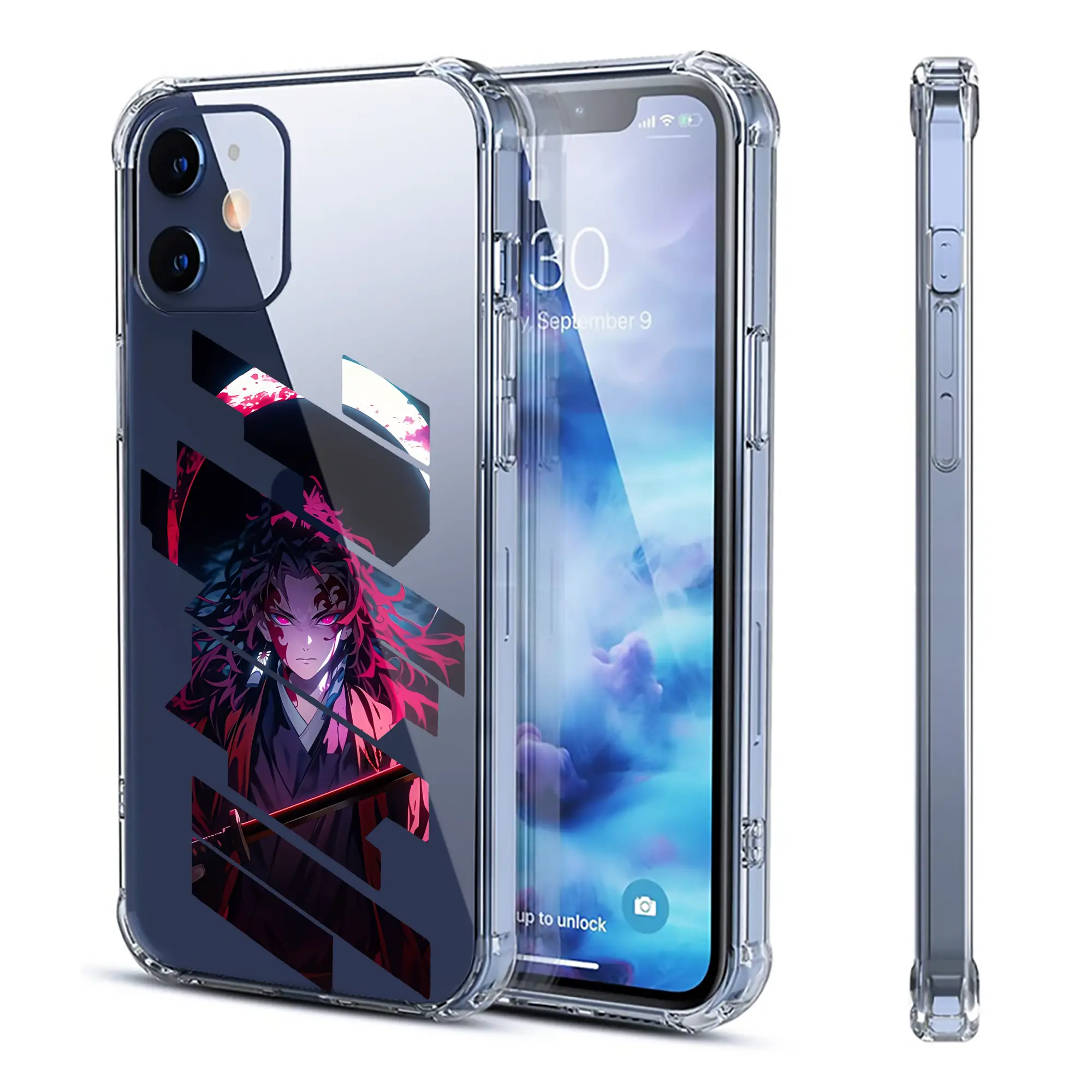 鬼滅の刃 グッズ,継国 縁壱 - IPhone 12シリーズ対応 ・ 透明スマホケース ・ クリアソフトケース ・ TPU素材 ・ 耐衝撃 ・ 高密着 ・ 防汚 防指紋 ・ 簡単着脱